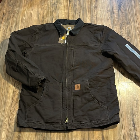 Carhartt Jackets & Coats Carhartt Dark Brown Washed Duck Sherpa